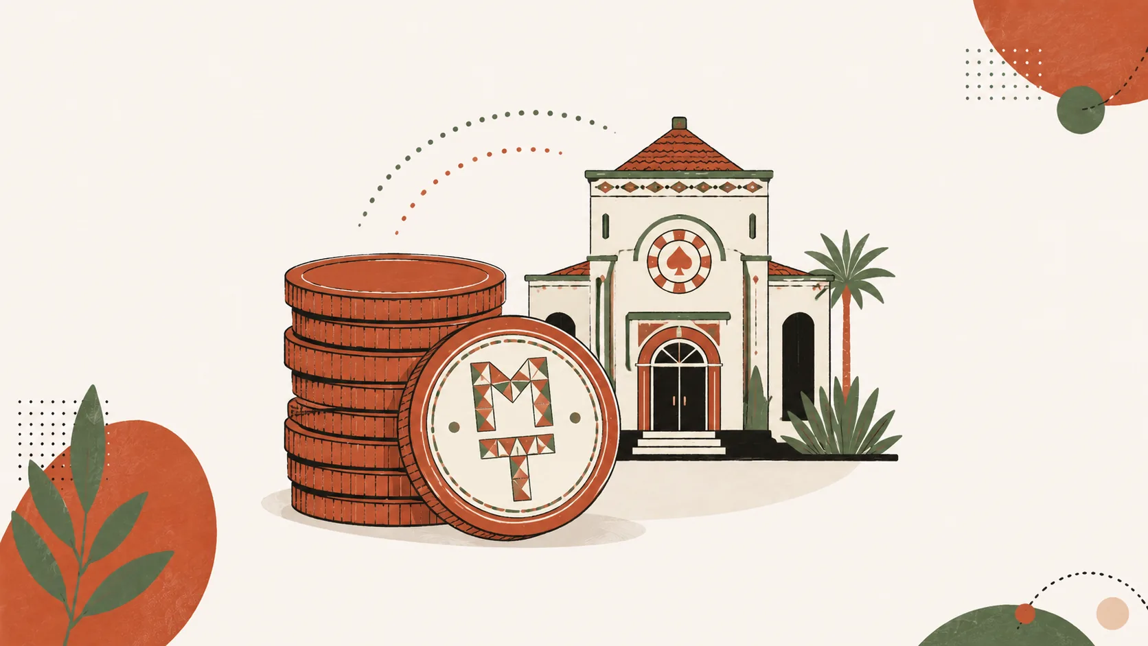 Ilustração editorial — ponto central com quatro setas pontilhadas radiando para pontos menores diferentes, representando alternativas a operadores principais