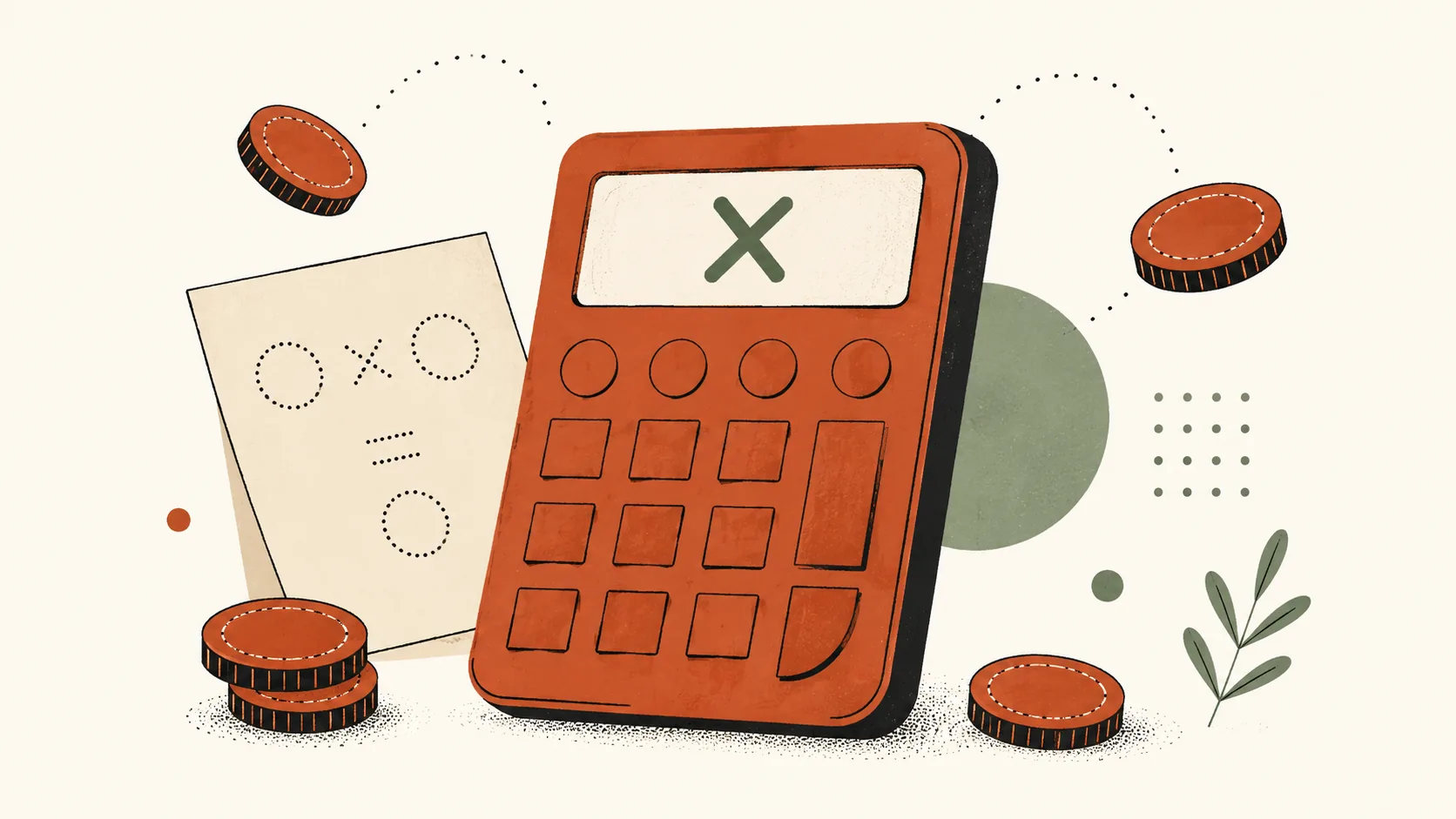 Ilustração editorial — moedas terracotta a voltar para envelope estilizado guiadas por seta curva, representando o conceito de cashback ou devolução parcial de perdas em apostas